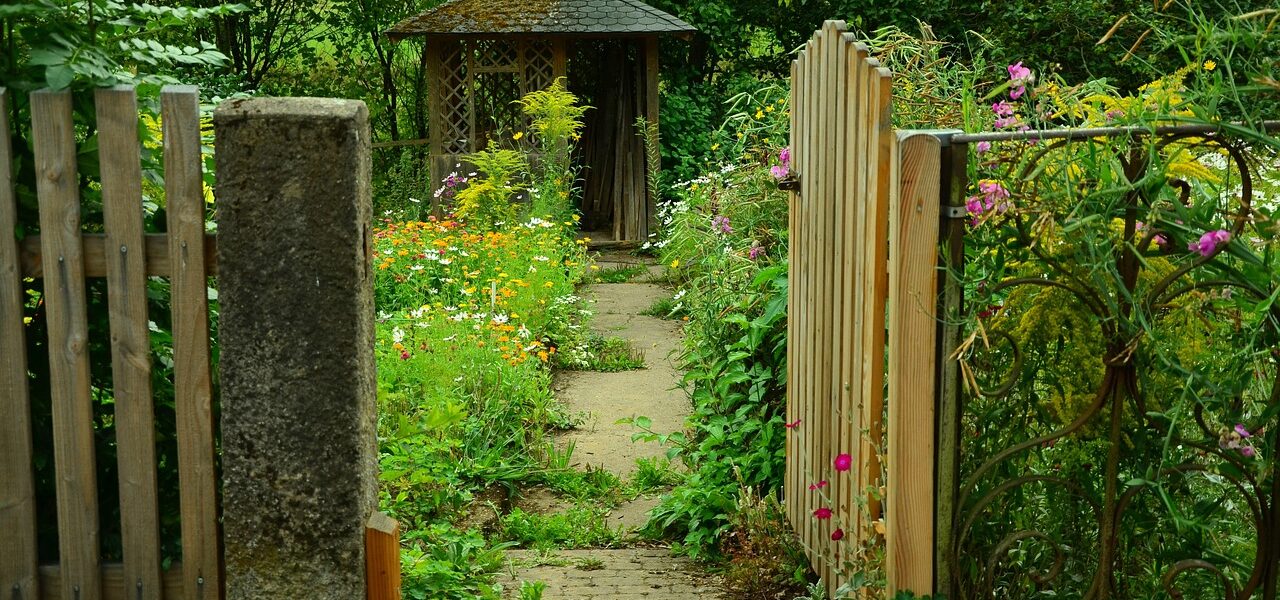 garden, garden door, cottage garden